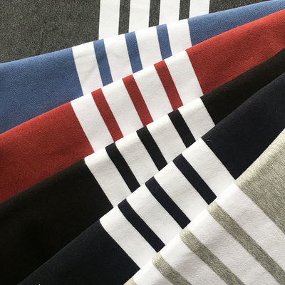 Plain Knit Striped Cotton Fabric Yarn Dyed 350gsm For French Terry