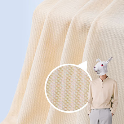 Double Yarn Cotton Pique Fabric Wrinkle Resistant Pure Color T Shirt Material