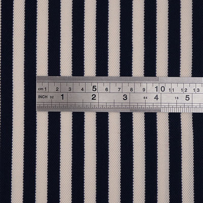 Plain Black And White Striped Knit Fabric 210cm Organic Yarn Dyed Knit Material