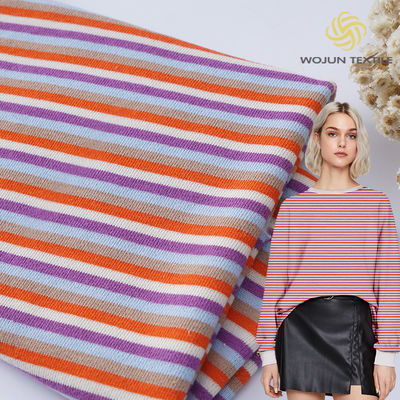 Sweat Absorbing Cotton French Terry Fabric 21S Spring Striped Knit Cloth