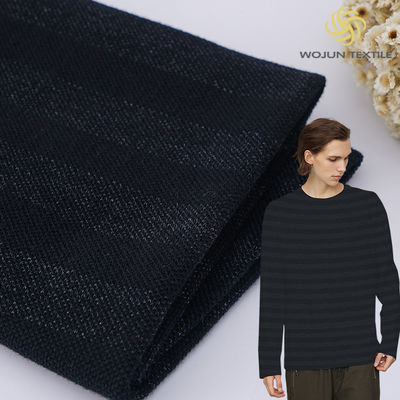 Combing Mercerized Cotton Fabric 21S 330g Stretchy Striped Knit Material