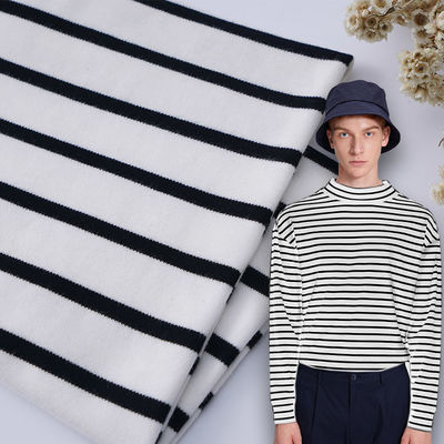 Smooth Soft Double Knit Fabric Breathable Stretch Striped Shirt Material