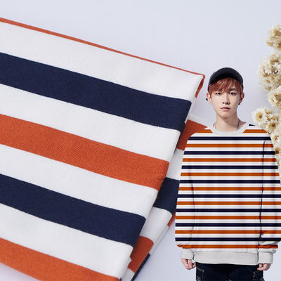 Compact Weaving Cotton French Terry Fabric Striped Type For Apparel