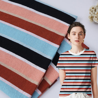 Absorb Sweat And Refresh Striped Cotton Fabric For T - Shirt High Durability