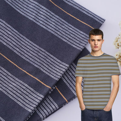 Breathable Pure Cotton And Linen Sweat Absorbent Striped Material Fabric For T - Shirt