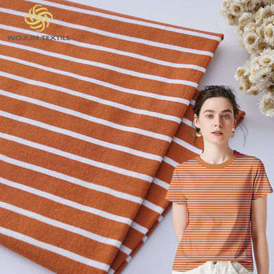 Plain Jersey 175gsm Striped Knit Cotton Fabric Single Face For T Shirt