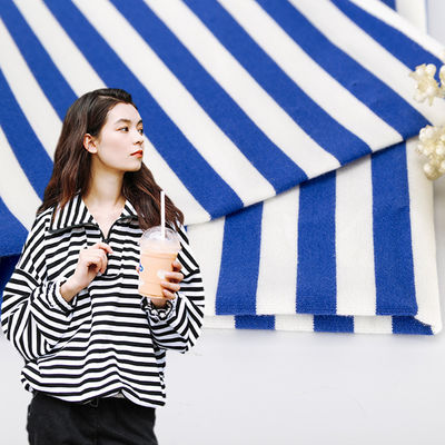 Easy Care Good Looking Hoddie Striped Cotton Fabric For French Terry