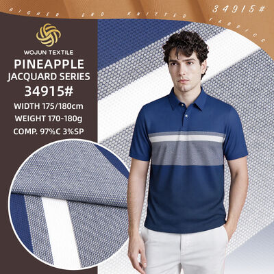 Good price Business Casual Series: 97/3 Cotton Spandex Pineapple Crisp And Breathable Texture Striped Material Fabric For Polo Shirt online