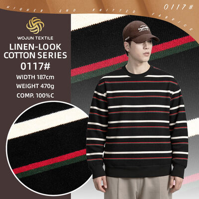 Good price 470g Heavy Weight Healthy 100% Cotton Structured Striped Cotton  Fabric For Casual Wear online