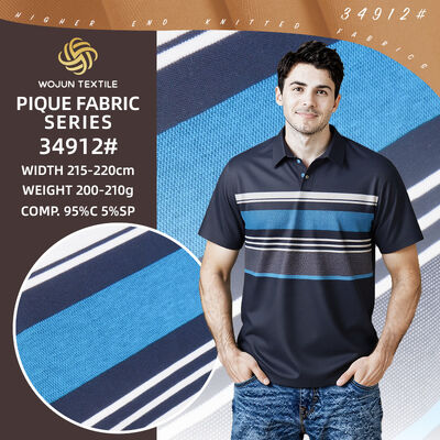 Good price Stiff , Comfortable And Healthy  High Color Fastness Striped Knit Fabric For Polo Shirt online