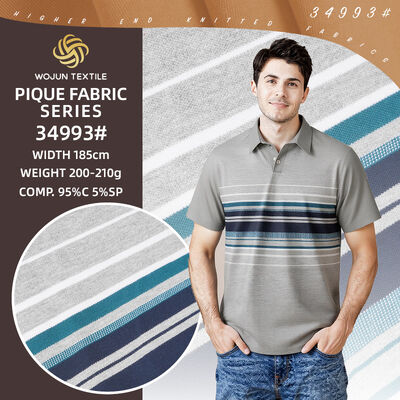 Good price 95/5 Striped Cotton Pique Fabric: 185cm Wide Stretch for Luxury Polos online