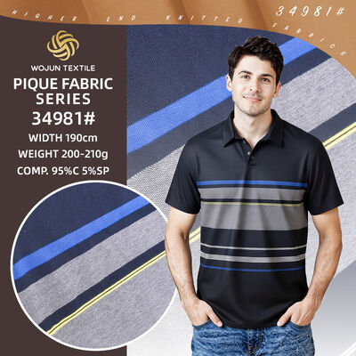 Good price 95/5 Striped Cotton Pique Fabric: 185cm Wide Stretch for Luxury Polos online