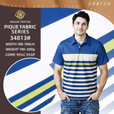 Good price 95/5 Striped Cotton Pique Fabric: 185cm Wide Stretch for Luxury Polos online