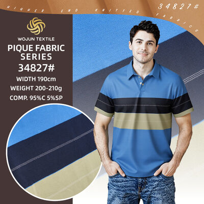 Good price 190cm Striped Cotton Pique Fabric: Yarn-Dyed Stretch for Modern Polos online