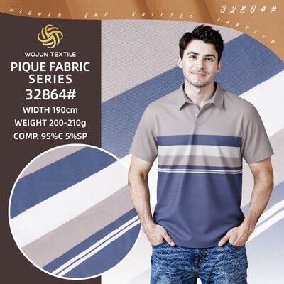 Good price 190cm Wide Striped Cotton Pique Fabric: Premium Structure for Men's Polos online