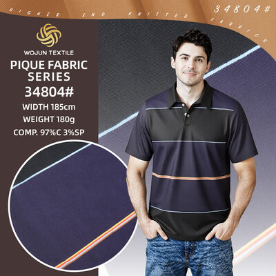Good price 180gsm Striped Cotton Pique Fabric: The Summerweight 97/3 Blend online