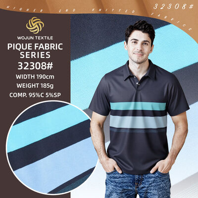 Good price 190cm Striped Cotton Pique Fabric: Yarn-Dyed Stretch for Modern Polos online