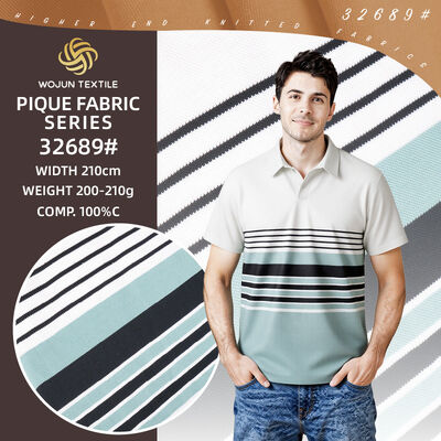 Good price 190cm Striped Cotton Pique Fabric: Yarn-Dyed Stretch for Modern Polos online
