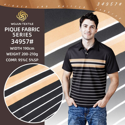 Good price 190cm Striped Cotton Pique Fabric: Yarn-Dyed Stretch for Modern Polos online