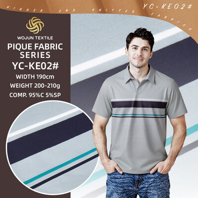 Good price 190cm Striped Cotton Pique Fabric: 95/5 Stretch for Sculpted Polos online