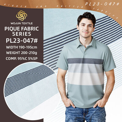 Good price 195cm Striped Cotton Pique Fabric: Architectural Stretch for Modern Polos online