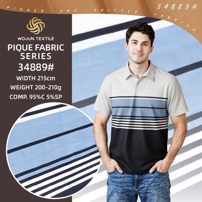 Good price Striped Cotton Pique Fabric: 190cm Wide 95/5 Stretch for Polos online