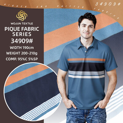 Good price Premium Striped Cotton Pique Fabric: The 95/5 Blend for Luxury Polos (68 Characters) online