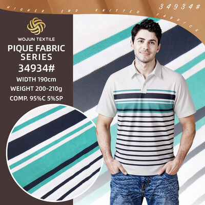 Good price Premium Striped Cotton Pique Fabric: The 95/5 Blend for Luxury Polos (68 Characters) online