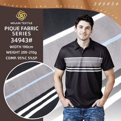 Good price Premium Striped Cotton Pique Fabric: The 95/5 Blend for Luxury Polos (68 Characters) online