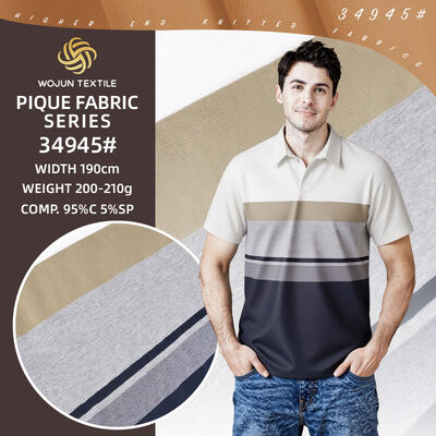Good price Premium Striped Cotton Pique Fabric: The 95% Cotton 5% Spandex Solution for Custom Polos online